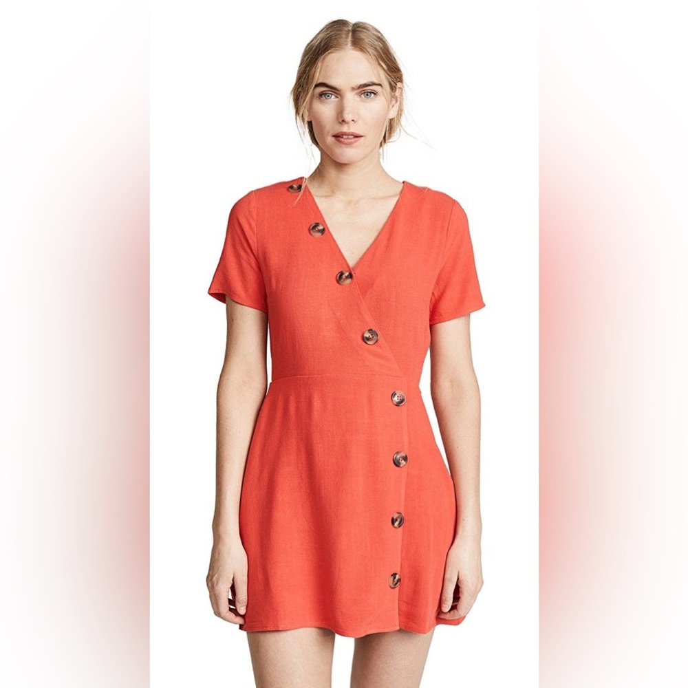Moon River Red Button Down Dress